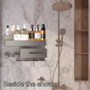 iumulinrui Wall Mounted Bathroom Organizer Shelf with Hair Dryer Holder  Aluminum Alloy Storage Rack for Makeup, Skincare, and Toiletries  No Drilling, Rustproof, Modern Design