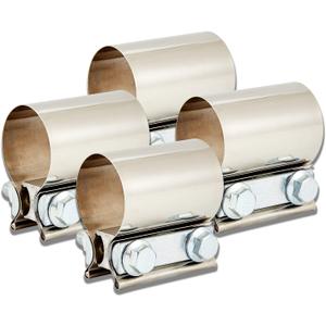 Butt Joint Band Clamps,Exhaust Muffler Clamp Exhaust Pipe Clamps Sleeve Stainless Steel (4, 1.5'')
