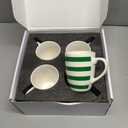Colorful Porcelain Mug Set of 4 Include Stripes, Polka Dot & Heart Ceramic Coffee Mugs, Gift Boxed Kitchen Cup Set, Bright Everyday Cups for Family, Office & Parties,Housewarming Gift