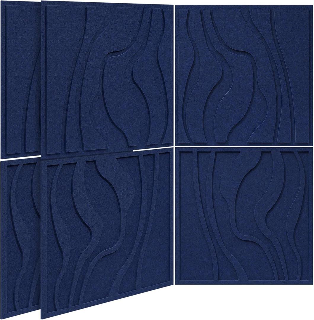 BUBOS 6-Pack Art Acoustic Panels, Self-Adhesive Sound Panels, 23.6"x23.6"
