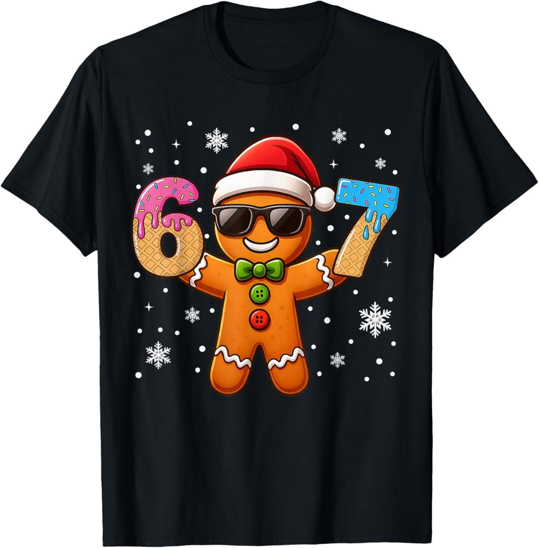 Funny Gingerbread Six Seven 67 Ice Cream Drip Christmas Boys T-Shirt, 4 T toddler