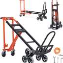 VEVOR 3 in 1 Industrial Convertible Stair Climbing Cart, 770 lbs Max Load, Folding Hand Truck Dolly with Handle & Wheels, Stair Climbing Utility Trolley for Transport & Moving, Orange & Silver