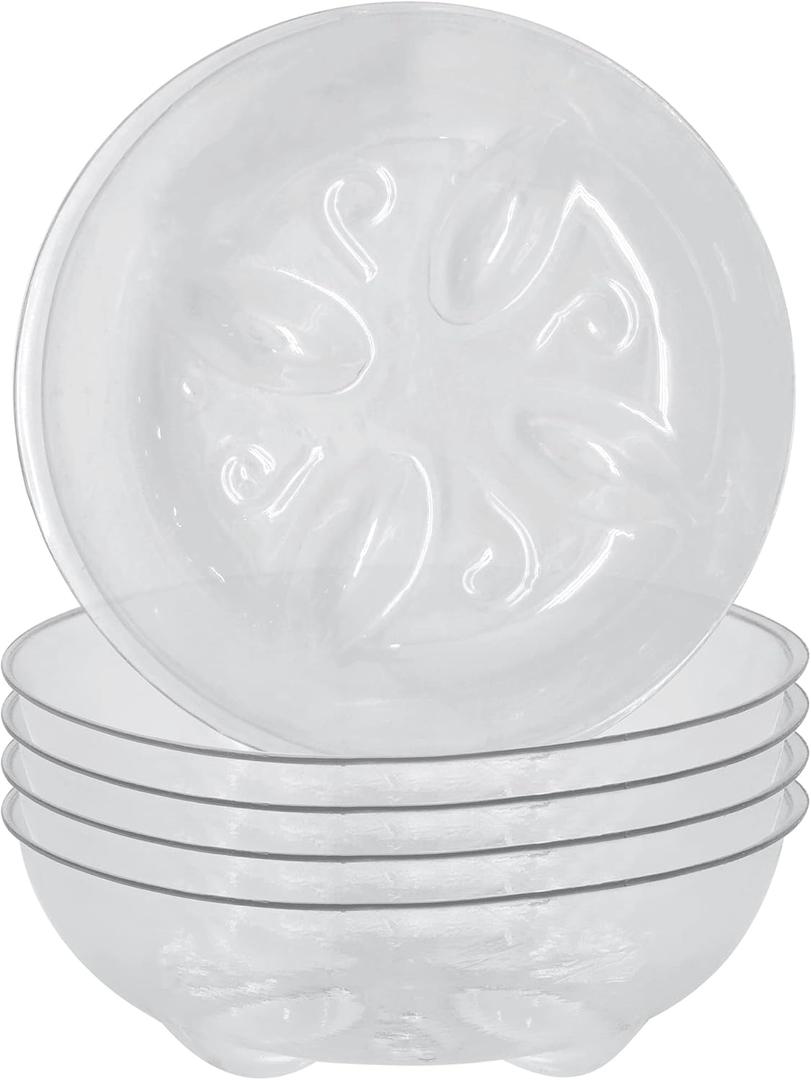 PS15 4" Heavy Duty Clear Plastic Saucer (Pack of 5), Transparent