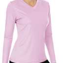 Boladeci Women's Swim Shirts Long Sleeve V Neck T Shirts UPF 50+ Sun Protection Quick Dry Rash Guard (Pink, XXL)