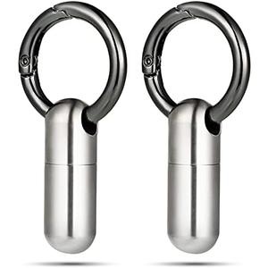 2 Pieces Mini Small Keychain Pill Holder Waterproof Keychain Pill Holder Container Portable Titanium Alloy Box Case for Travel Purse Pocket