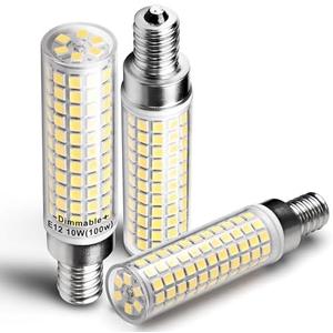 E12 100W Dimmable C7 T6 LED Corn Light Bulbs, 4000K Natural White 1000 Lumen 10W E12 LED Candelabra Light Bulbs for Home Decorative Chandelier Pendant Ceiling Fan Lighting Salt Lamp, 3 Pack