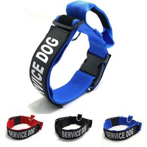 3 Colors 3 Sizes K.9 Service Dog Collar Tactical Collar Adjustable Nylon Basic Dog Collar with Reflective Patch for Large Dogs with 18.5"~23.5" Neck Girth (L, Blue, Collar Only)