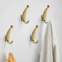 4 Pack Towel Hooks, Metal Wall Mounted Coat Hooks for Bathroom Bedroom Entryway for Hanging Robes Keys Bags(Gold)