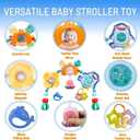 Adjustable Baby Stroller Arch Toy, Car Seat Toys for Infants 6-12 Months Bassinet Hanging Toy Bar Attachment with Mirror & Sound, Crib Comfort Gift for Birthday, Baby Shower, Medium to Large