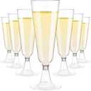 Plastic Champagne Flutes 100 Pack Disposable Glasses 5.5 Oz Clear Plastic Toasting Glasses Cocktail Cups for Party Wedding Thanksgiving Birthday