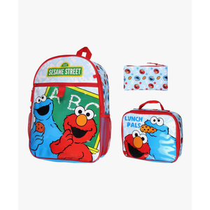 Sesame Street ABC Cookie Monster Elmo 3 PC Backpack Lunch Box Pencil Pouch