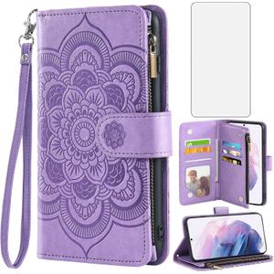 Asuwish Phone Case for Samsung Galaxy S22 Plus S22+ 5G Wallet Cover with Tempered Glass Screen Protector and Flip Credit Card Holder Stand Cell Accessories S22+5G S22plus 22S + S 22 22+ Women Purple