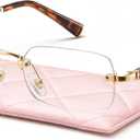 CCVOO Fashion Metal Rimless Reading Glasses for Women - Computer Readers with Blue Light Protection
