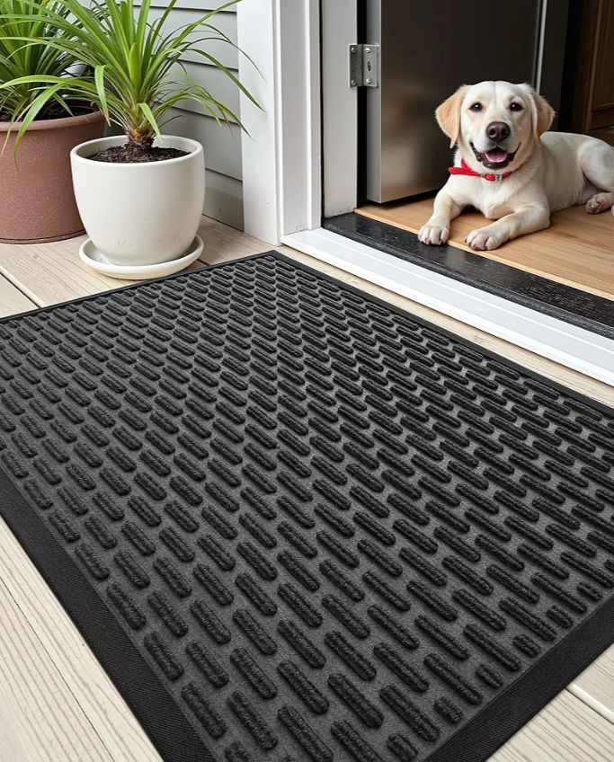 Color & Geometry Large Outdoor Mat for Front Door Home Entrance Outside Entry Patio Waterproof Heavy Duty Doormat Outdoor Floor Welcome Matt - 24"x48" Black