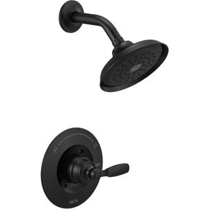 Delta Woodhurst 14 Series Shower Faucet Set, Matte Black Shower Head and Handle Set, Valve Trim Kit, Matte Black T14232-BL (Valve Not Included)