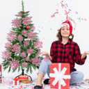 36pcs Christmas Light Pink Snowflake Ornaments Plastic Glitter Snow Flakes Ornaments for Winter Christmas Tree Decorations Size Varies Craft Snowflakes