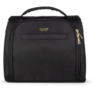JuJuBe Insulated Bottle Bag, Breastmilk Cooler Bag Fits 3 Baby Bottles, Storage Tote for Nursing Mom, Daycare & Travel, Lunch Bag w/Handle & Shoulder Strap (Black)