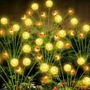 Solar Garden Lights Outdoor, 6 Pack 48 LED, Solar Swaying Dandelion Bee Lights Waterproof, Swaying Firefly Lights for Yard Pathway Lawn Patio Decorations, 2 modes (Steady on, Slow Twinkle), Warm White