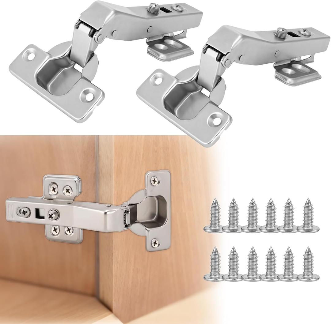 HBL' 4 Pack 45 Corner Cabinet Hinges, 45 Degree Angled Hinge Replacement for Diagonal Wall Cabinets, 35MM European Soft Close Hinges for Frameless Doors