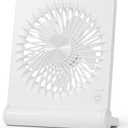 Small Desk Fan,Rechargeable USB Fan Battery Operated,Ultra Quiet, Strong Wind, 3 Speeds Travel Fans (White)