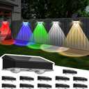 Solar Fence Lights Outdoor 12 Pack, Warm White & Cool White & 6 Colored+RGB Color Changing, High Brightness LED Spot Lens Deck Lights Dusk to Dawn for Backyard Railing Patio Wall, IP65 Waterproof (ABS)