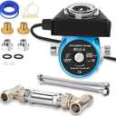 Hot Water Recirculating Pump Kit for Tank Water Heaters 100W Circulation Pump with Timer, 304 Stainless Steel Sensor Valve & 2 Supply Lines No Return Line Needed