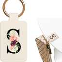 Letter A-Z Strong Magnetic Purse Holder Stylish Floral Design Handbag Hanger for Women Suitable for Table Tops Metal Wall Door Hinge Frame Shopping Cart Valentine's Day Gift Bag Charms