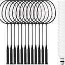 Wettarn 12 Pcs Badminton Rackets Bulk with 18 Nylon Badmintons, Shuttle Set for Beginners Advanced Player Backyard Gym Beach Outdoor