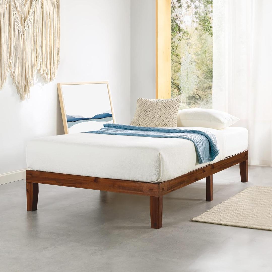 Mellow Naturalista Classic 12-Inch Solid Wood Platform Bed | Wooden Slats, No Box Spring Needed, Easy Assembly | Twin, Espresso