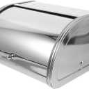 Alipis Bread Box For Countertop, Roll Top Bread Box Stainless Steel Bread Box Vintage Bread Keeper Kitchen Storage Bin Farmhouse Container (Silver)