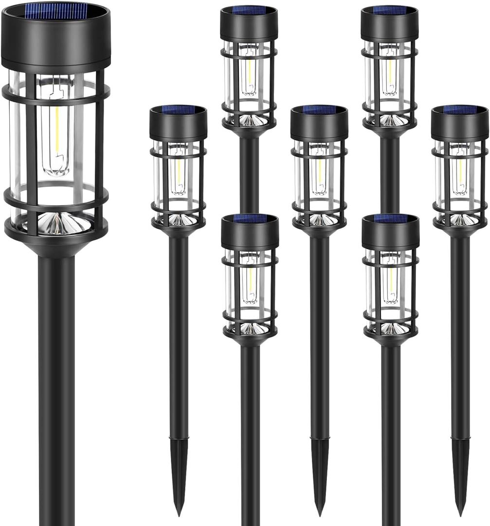 Solar Pathway Lights| Outdoor Garden Lights | Waterproof & Weather-Resistant | Energy-Efficient with High Transparency Glass | Durable & Elegant Design| High Impact Resistance| Pack of 8