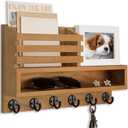 Key and Mail Holder Wall Mount, Key Hanger with Long Storage Box and Key Hooks for Coat, Dog Leash, Home Decor Rack, House Accessories, Entry Way Organizer