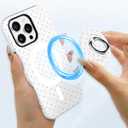 Jusy Compatible with Magsafe Polka Dot Phone Case for iPhone 11 Pro Max, Cute Aesthetic Magnetic Ring Holder Stand Case, Soft TPU and Hard PC Protective Phone Cover for Women Girls - White Polka Dot