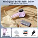 Rechargeable Fabric Shaver for Clothes: 6-Leaf Blades & 3 Speeds to Remove Pilling, Fuzz & Lint Balls - with LED Display, Portable Electric Lint Remover for Sweater, Couch, Blanket, Furniture (Pink)