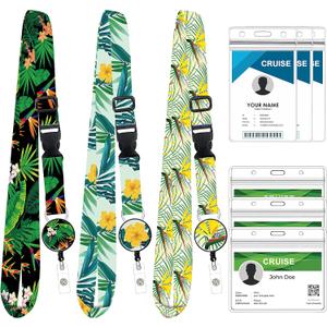 3 Pack Retractable Cruise Lanyard, Adjustable Cruise Ship Lanyard with Id Badge Reel Holder & Detachable Buckle, Key Card for Carnival Royal Caribbean Cruises, Essential Cruise AccessoriesB
