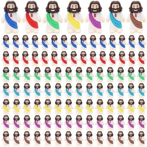 Owurha 100 Pcs Baby Jesus Figures Mini Jesus Figurines in Bulk Original Design Tiny Miniature Jesus Figures for Hide and Seek, Religious Party Favors, Sunday School, Baptism Gift, Easter Egg Stuffers