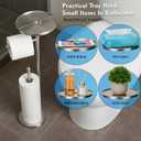 Toilet Paper Holder with Shelf, Tissue Roll Holder Stand with Storage Space for Holding Extra 4 Toilet Paper Rolls, Stainless Steel Rustproof Freestanding (Brushed Nickel)