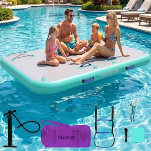 Inflatable Floating Dock Mat,6 inches Thick Size: 10ft x 6ft x 6'' 

Inflatable Stable Platform Raft with Storage Bag None-Slip Surface Island Raft for Lake Beach Pool