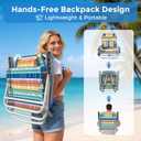 5-Position Backpack Beach Chair for Adults with Lumbar, Foldable Tall Heavy-Duty Beach Chairs with Cooler Bag,Cup Holder,Towel Rack for Beach, Camping, Outdoor (1, Rainbow)