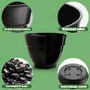 RooTrimmer 4 Pack 13 Inch Plant Pots with Drainage Holes,Lightweight Durable Planters for Indoor Outdoor,Modern Plastic Flower Pots for Houseplants,Patio,Garden & Balcony (Black)