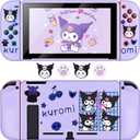 DLseego Little Devil Rabbit Switch Protective Case Soft TPU Shell Shockproof Scratch Resistant Cover Joy Con Skin with 4PCS Lovely Bunny & Cat Paw Thumb Grips Caps for Switch 2017-4 Photos Purple