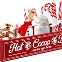 TURSTIN Christmas Hot Cocoa Bar Wood Storage Box Rustic Farmhouse Hot Cocoa Bar Accessories With Handle Decorative Christmas Wood Storage Bins Box Organizer Storage Caddy Xmas Open Holder Box for Home