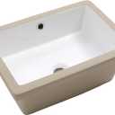 18x12 Inch Undermount Bathroom Sink with Rectangular Bottom White Ceramic Vessel Bathroom Sinks Vanity Classic Basin with Overflow