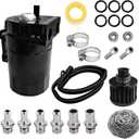 Oil Catch Can, Oil Catch Tank, Oil Separator Catch Can with Hose Kit, Universal Oil Catch Can Tank Polish Baffled Reservoir 300ml Oil Catch Can Tank Kit Universal for Car Truck Engine