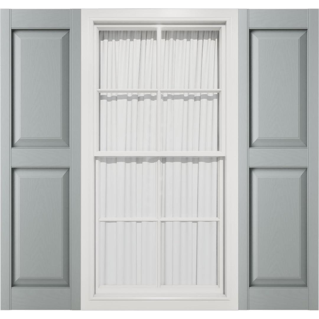 14 3/4"W x 28"H Mid-America Vinyl, TailorMade Two Equal Panels, Raised Panel Shutters, w/Installation Shutter-Lok's (Per Pair), 385 - French Roast