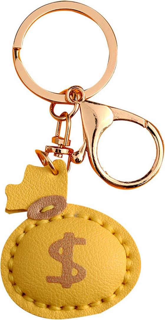2 x Money Bag Keychain, Hand-Sewn Bag Charms for Tote Bags Purse Handbags PU Bag Accessories
