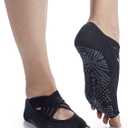 Gaiam Grippy Studio Yoga Socks, Non-Slip, Open-Toe, One Size (Black)