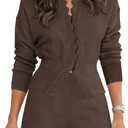 Tankaneo Womens 2 Piece Sweater Sets Casual Fall Outfits Button Down Long Puff Sleeve Knit Cardigan Shorts Loungewear (Small, Coffee)