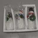 Hodao Christmas Snowman Figurines Set of 3 - Hand-Painted Resin Snowmen with Christmas Tree, Gift Box, Wreath & Welcome Sign - Winter Decor & Gift for Tiered Tray, Mantel, Tabletop, Windowsill