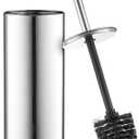 Home-it Toilet Bowl Brush and Holder Set - Chrome Tall Toilet Bowl Cleaner Brush with Lid, Great Bathroom Toilet Scrubber Brush